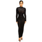 Women's Solid Color Tight Long Sleeve Dress
