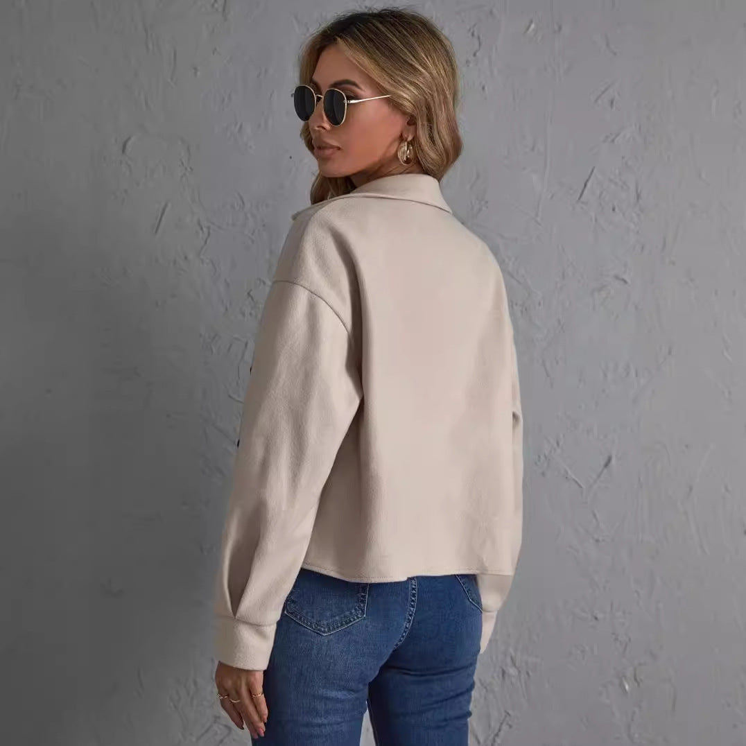 Pure Color Autumn New Woolen Short Coat