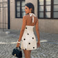Vacation Drama Halter Deep V-Neck Dress