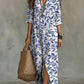 Casual Lapel-Neck Long Digital-Print Womens Shirt Dress