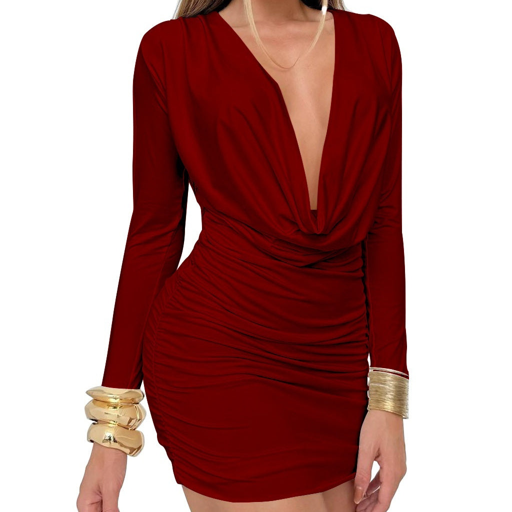 Sexy Long-sleeved Form-fitting Mini Sheath Dress