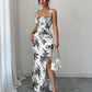 Printed Slip Dress, High-waisted Floral Maxi Dress