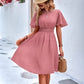 Womens Elegant Ruffle-Trimmed Dress With A Deep V-Neck