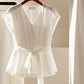 Fashionable French White Top With Temperament Slimming Two-piece Pants
