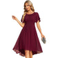 Robe de soirée élégante à col rond et manches courtes pour femme