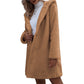 Manteau mi-long à capuche pour femme en agneau