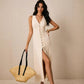 Fashionable Solid-Colored Multi-Button Sleeveless Long All-Match Dress