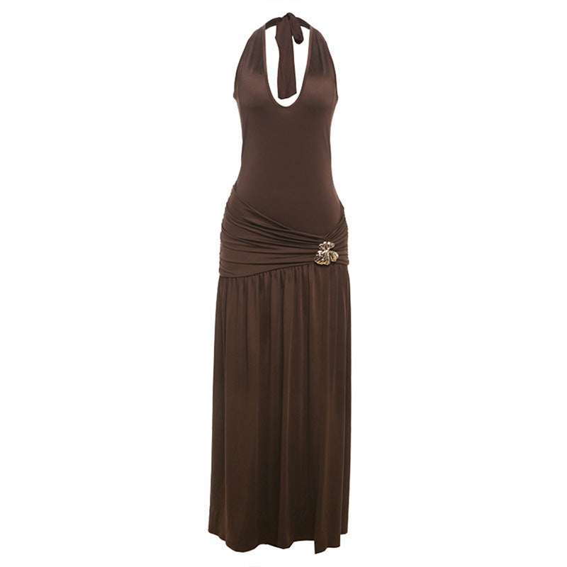 Women's Fashion Personality Slim Fit Fold Split Dress
