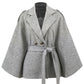 Manteau bandage en laine à revers et manches chauve-souris