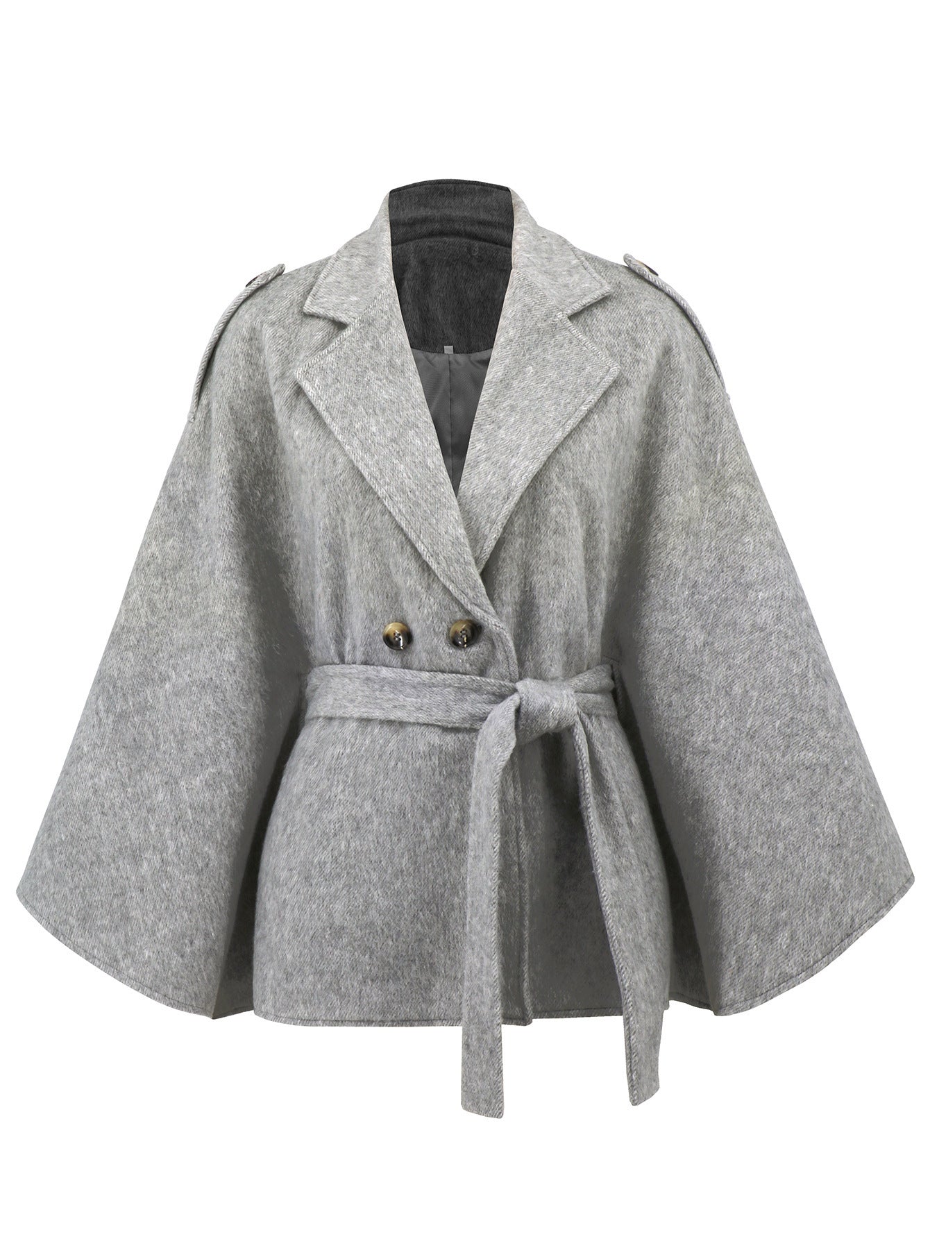 Manteau bandage en laine à revers et manches chauve-souris