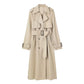 Trench-coat à ceinture ornementale à double rangée de styles européen, américain et français