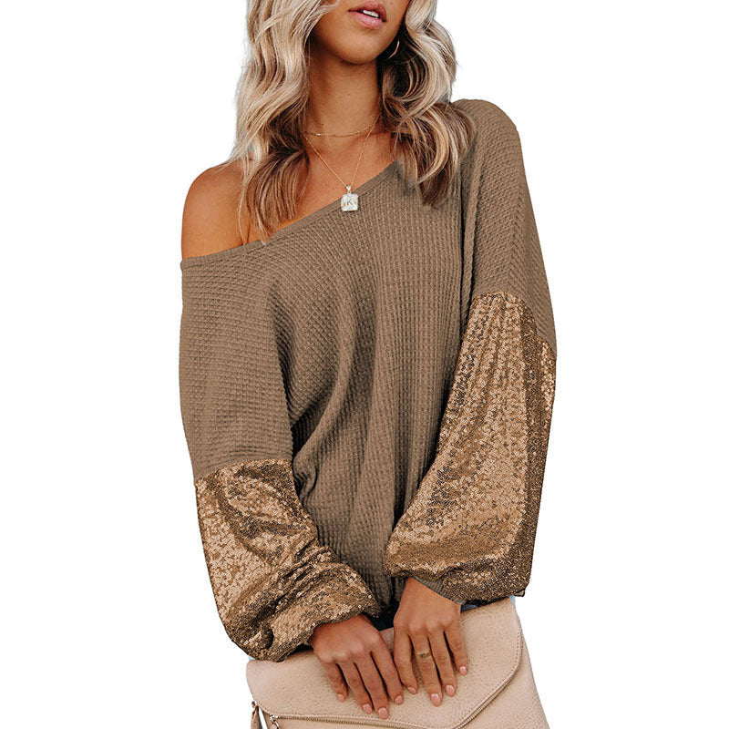 Pull ample de couleur unie à épaules dénudées