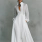 Figure-flattering Long-sleeved White Dress