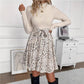 Women's Multicolor Printing Dress Round Neck Long Sleeve Floral