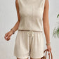 Solid Color Sleeveless Round Neck Vest Shorts Set
