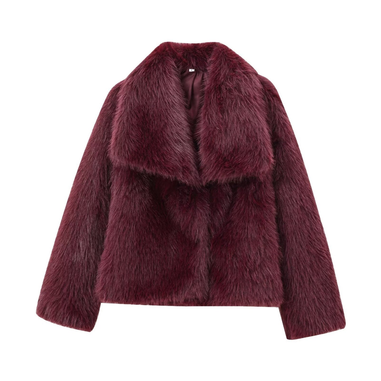 Manteau en fourrure artificielle à gros revers de style français