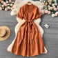 Women's Temperament Fashion Waist-slimming Hollow Bubble Short-sleeved Dress