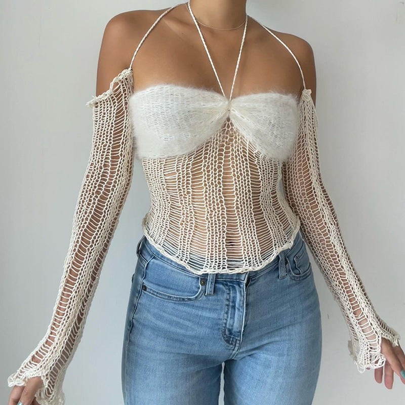 Woolen Perspective Neck Suspender Vest
