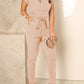 European And American Women's V-neck Pleated Fly-sleeve Jumpsuit