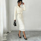 Elegant Lace-trimmed Petite Jacket And Lace Skirt Two-piece Set