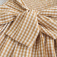 Female Leisure Khaki Plaid Elastic Flowy Dress