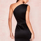 Jupe courte taille moyenne pour femme, robe noire à épaules inclinées