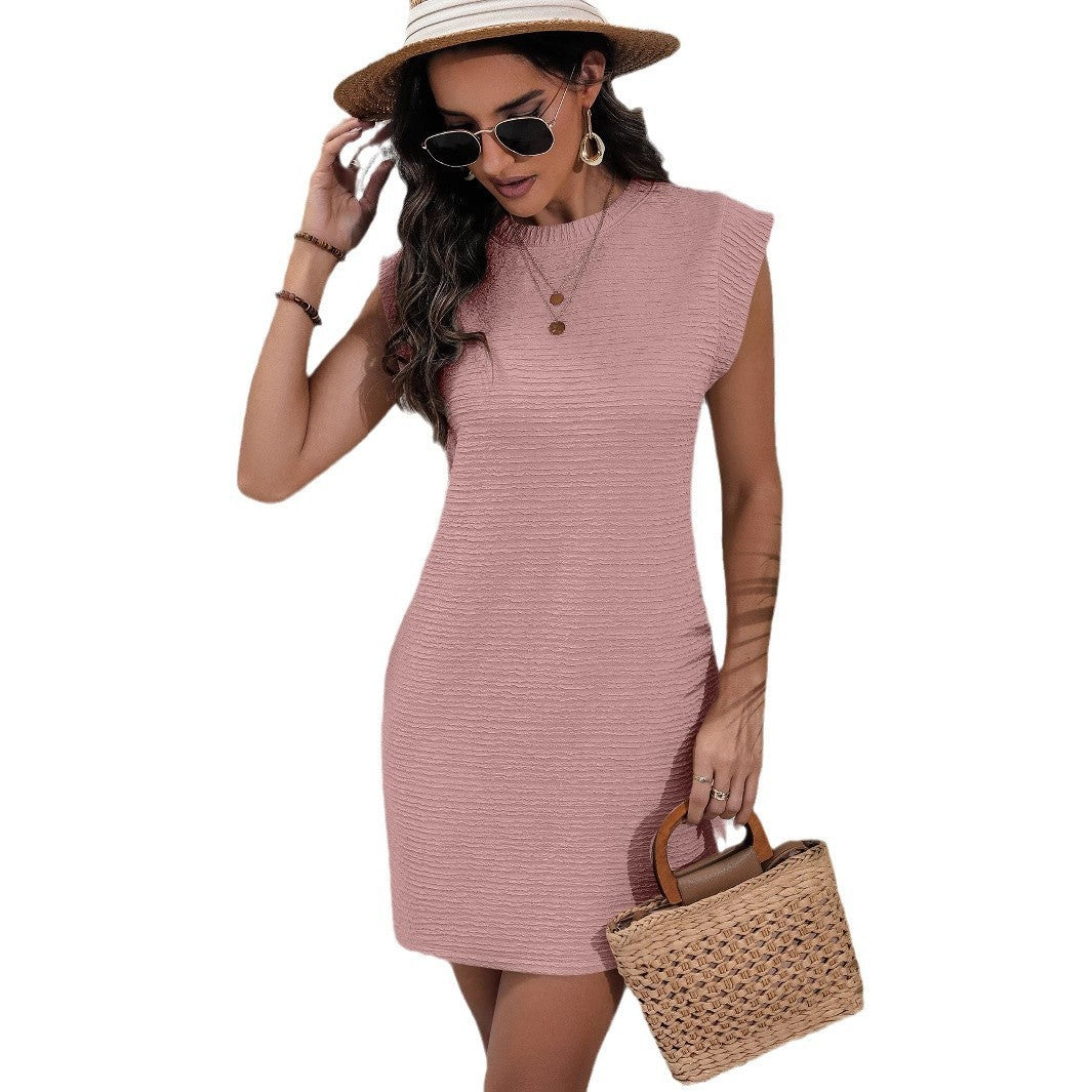 Robe ample sans manches de couleur unie pour femme