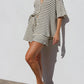 European And American Ladies Summer Suit Fresh Cotton Waffle Striped Shirt Shorts