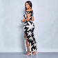 Stylish Floral One-shoulder Dress With Ruffled Hem And A Cinched Waist