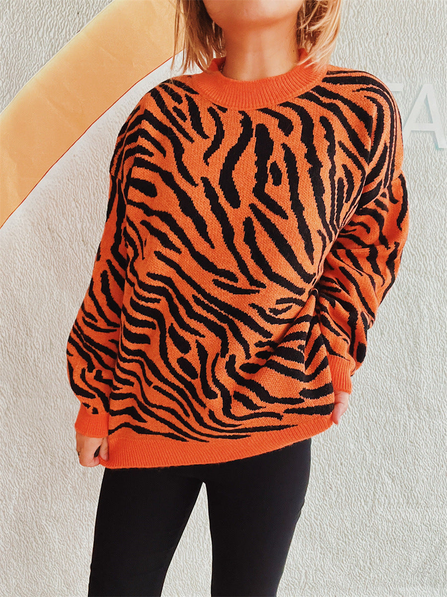 Commuter Knitted Two-piece Zebra Pattern Contrast Color