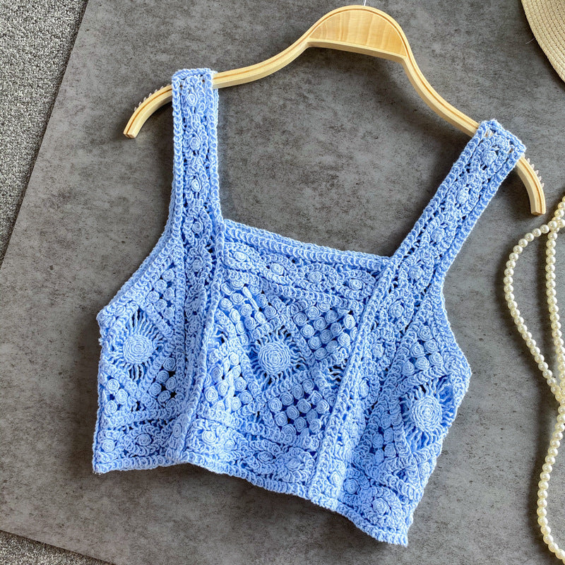 Crochet All-match Short Sling Students Wear A Small Vest