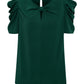 Solid Color Puff Sleeve V-neck Slim-fitting New Women's Shirt