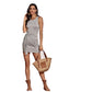 Round Neck Sleeveless Dress Mid Waist Tie Solid Color A-line Short