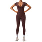 European And American Nude Feel Short Sleeve Yoga Jumpsuit
