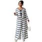 Striped Top With Tie Details Paired With Casual Loose-fitting Plus-size Wide-leg Pants