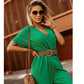 Combinaison ample à manches courtes et jambes larges avec ceinture nouée