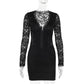 Elegant Long Sleeve Narrow Lace Mini Dress Women