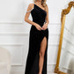 Women's One-shoulder Sleeveless Asymmetric Rhinestone Dress