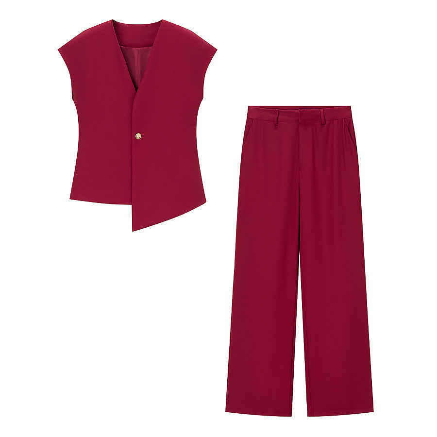 European And American Fashion Minimalist Irregular Vest Casual Trousers Suit
