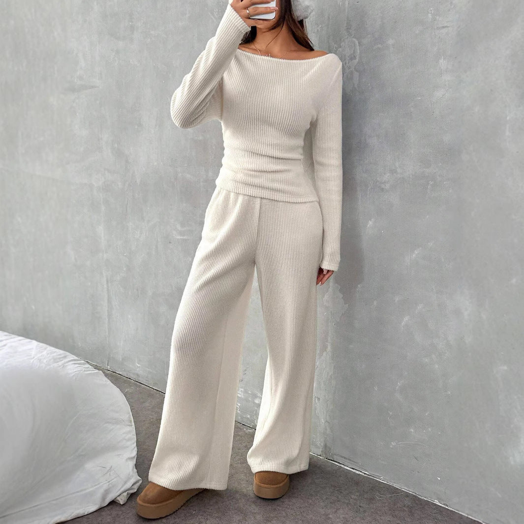 Casual Long Sleeve Straight-leg Pants Loose Temperament Suit