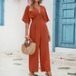 Women's Fashion Solid Color Short Sleeve Casual Jumpsuit