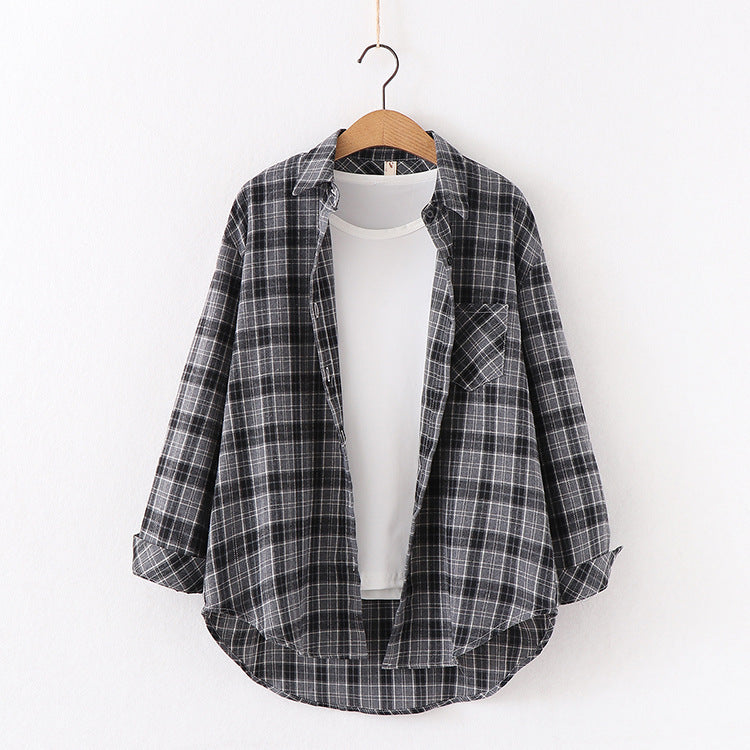 Chemisier à carreaux pour femme, nouvelle marque, ample, grande taille, manches longues, en flanelle de coton, décontracté, hauts