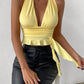 Milk Silk Deep V Cinched Slimming Pullover Female