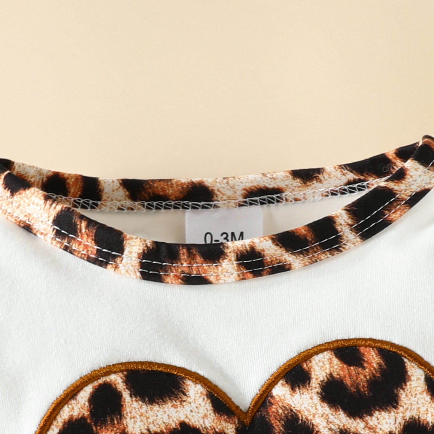 Embroidered Long-sleeved Triangle Romper Bow Leopard Print Bell-bottom Pants European And American