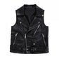 Sleeveless leather PU belt coat