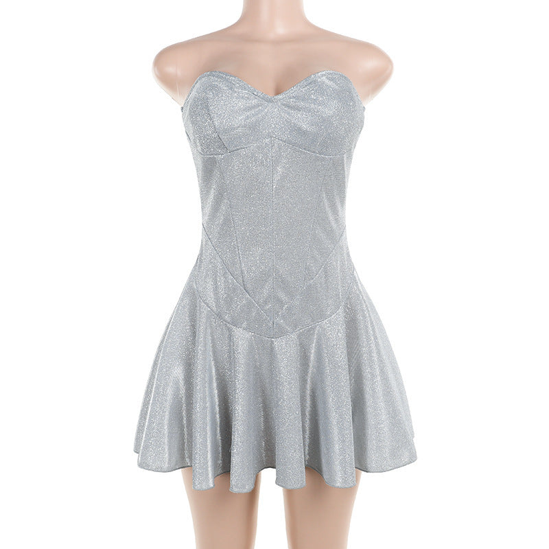 Robe tube fine et brillante de style européen et américain pour fille sexy et sexy