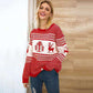 Pull de Noël en tricot à imprimé géométrique et élan mignon pour femme