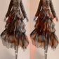 Elegant Leopard Print Cake Dress Plus Size Long Sleeve