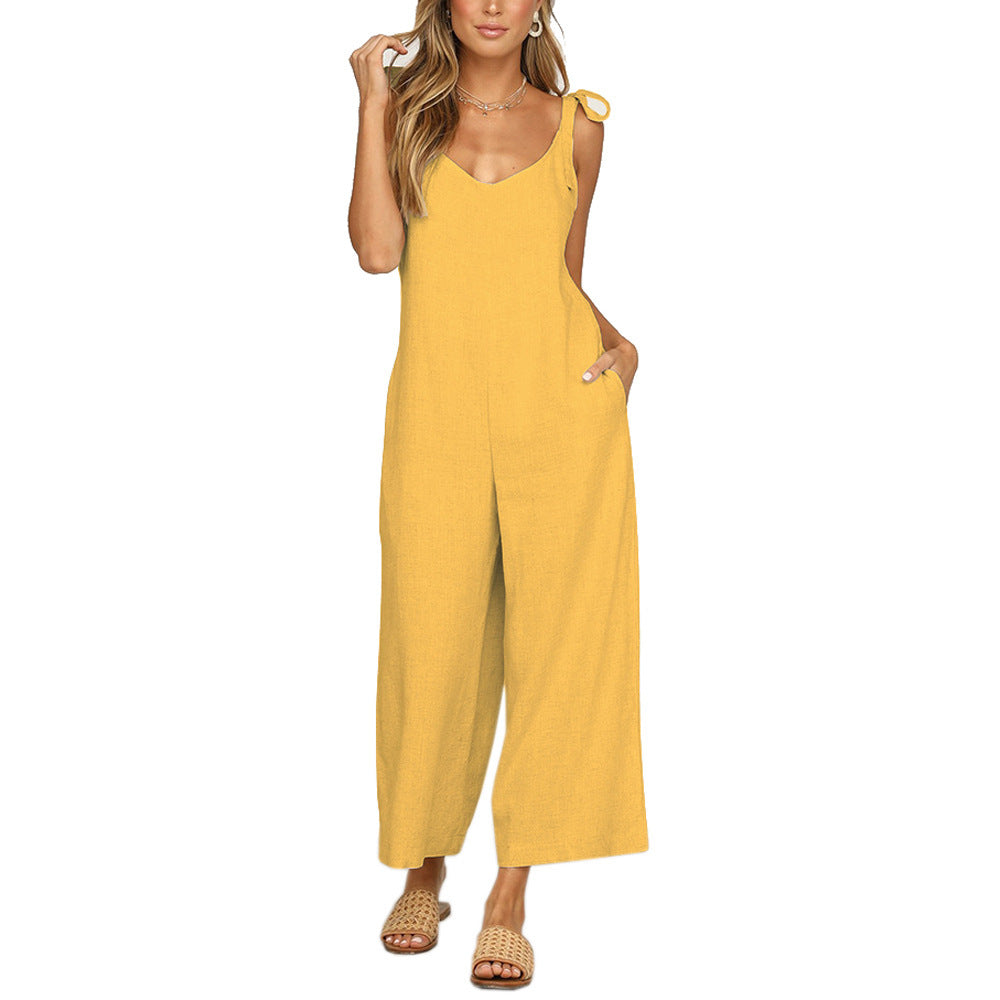 V-neck loose jumpsuit