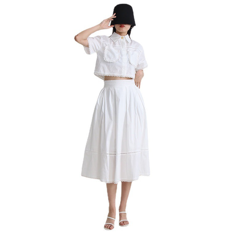 Retro Two-piece Set Women's Short Shirt